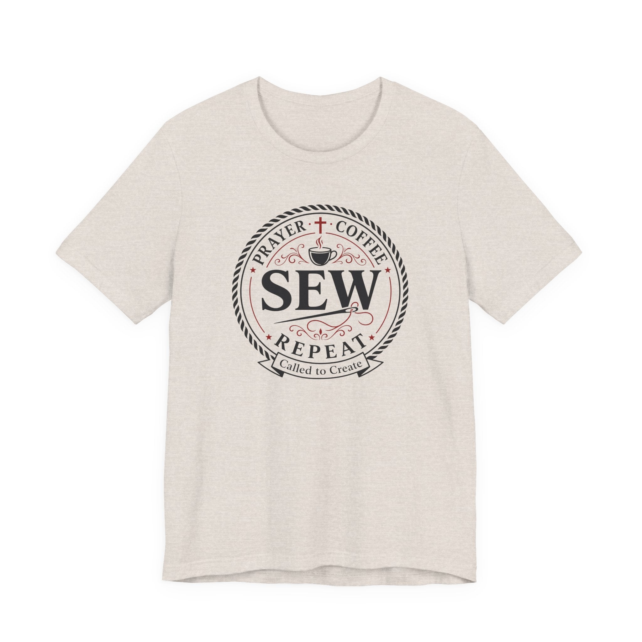 Prayer + Coffee + Sew + Repeat (Christian Tee)