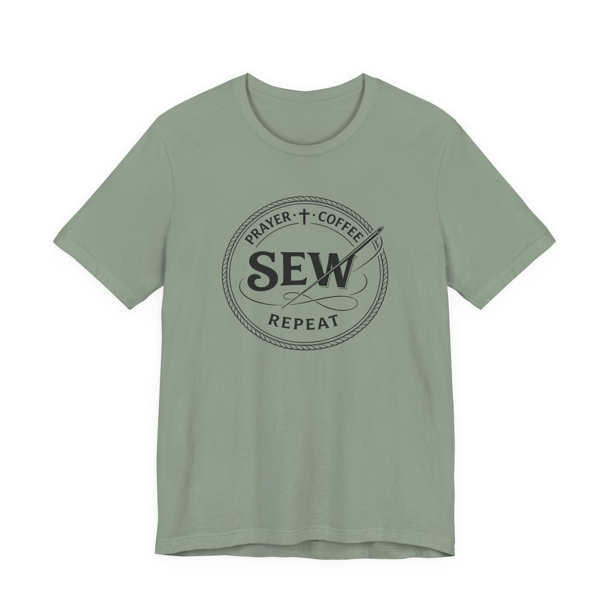 Prayer + Coffee + Sew Repeat (Christian Sewing Tee)