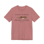 Hands to Work Heart to God (Psalms 90:17   Leatherworker Tee)