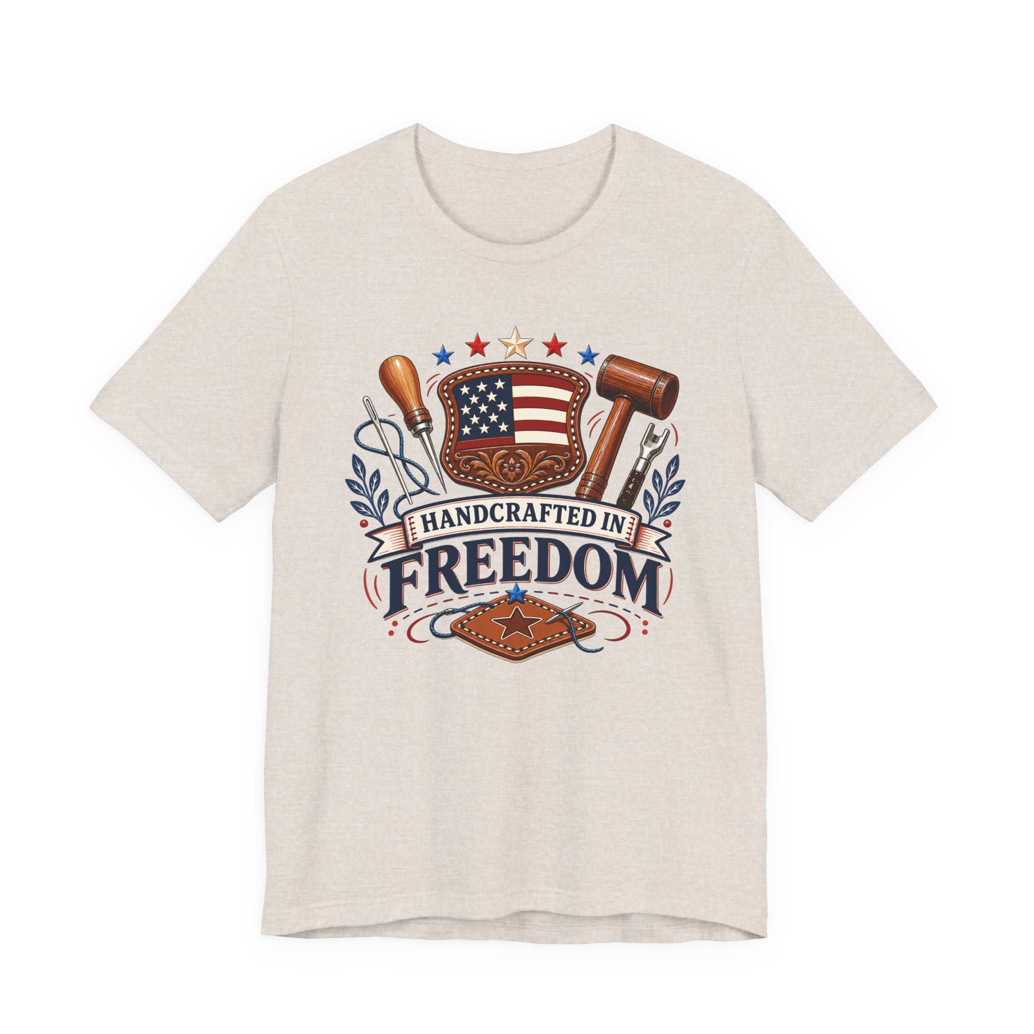 Handcrafted In Freedom (Patriotic Leather Working Tee)