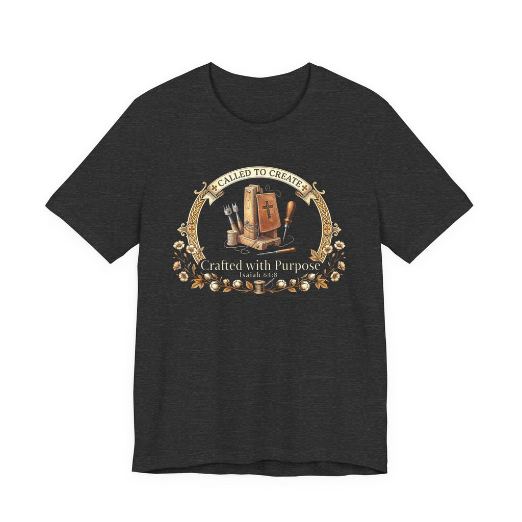 Crafted with a Purpose (Leather Working Christian Tee in Dark Colors)