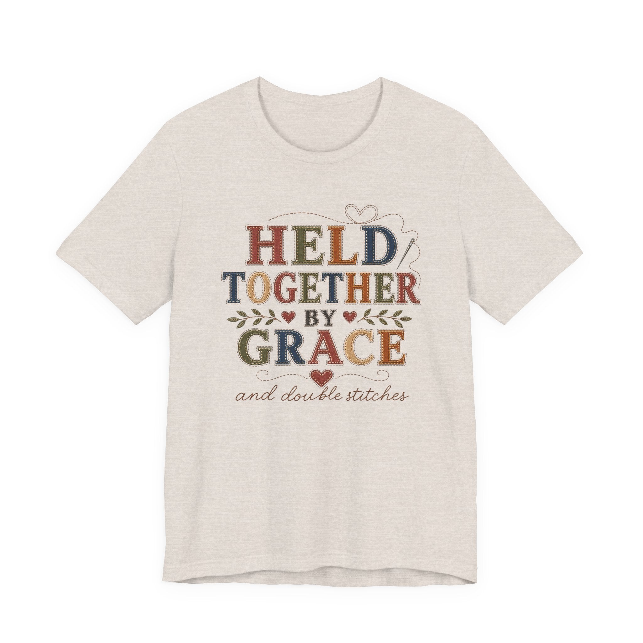 Held Together By Grace and Double Stitches (Christian Sewing Tee)