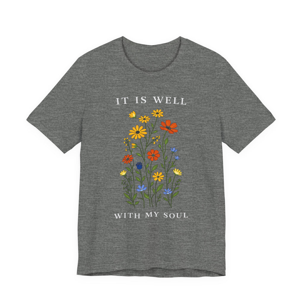 It Is Well With My Soul (Botanical Christian Tee in Dark Colors)