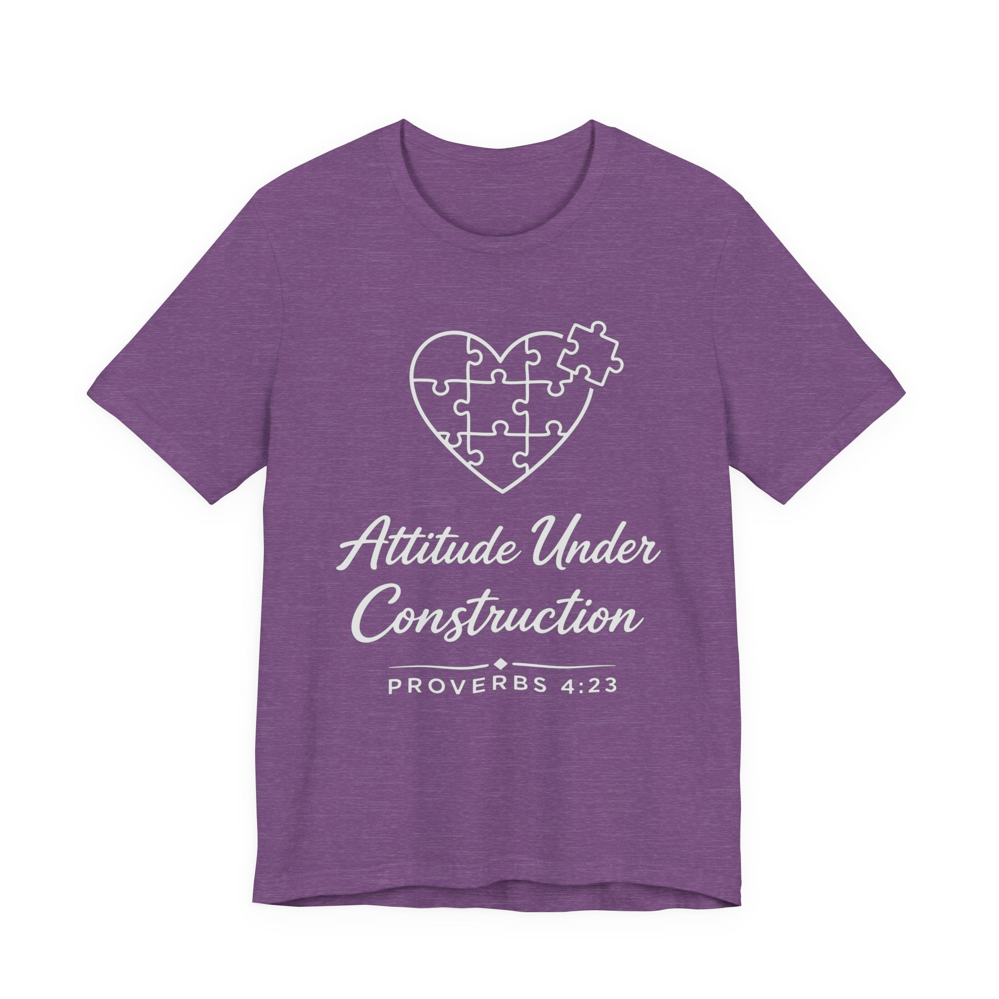 Attitude Under Construction (Proverbs 4:23 Christian Tee - Dark Tee)