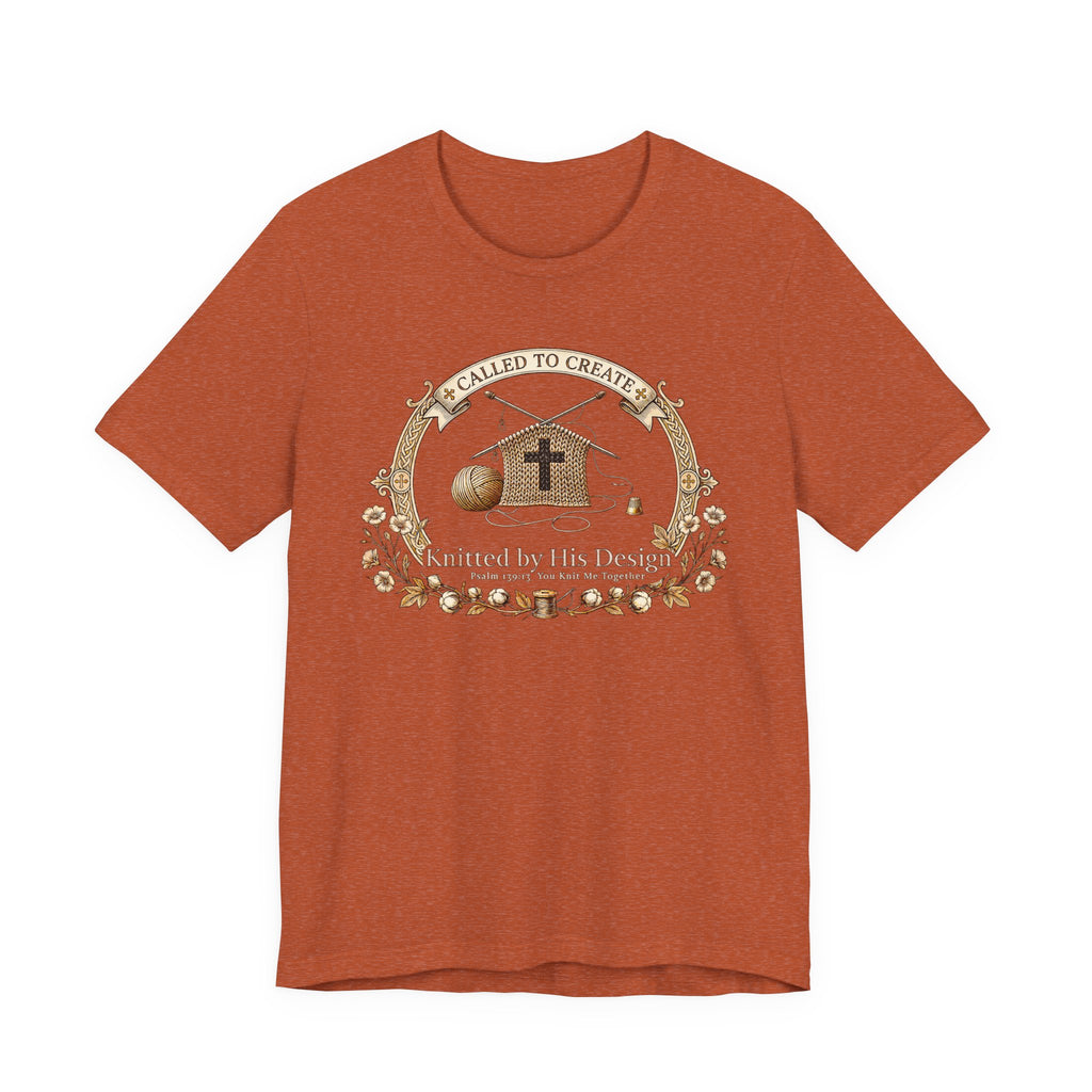 Knitted by His Design (Knitting Lovers Christian Tee - Dark Colors)