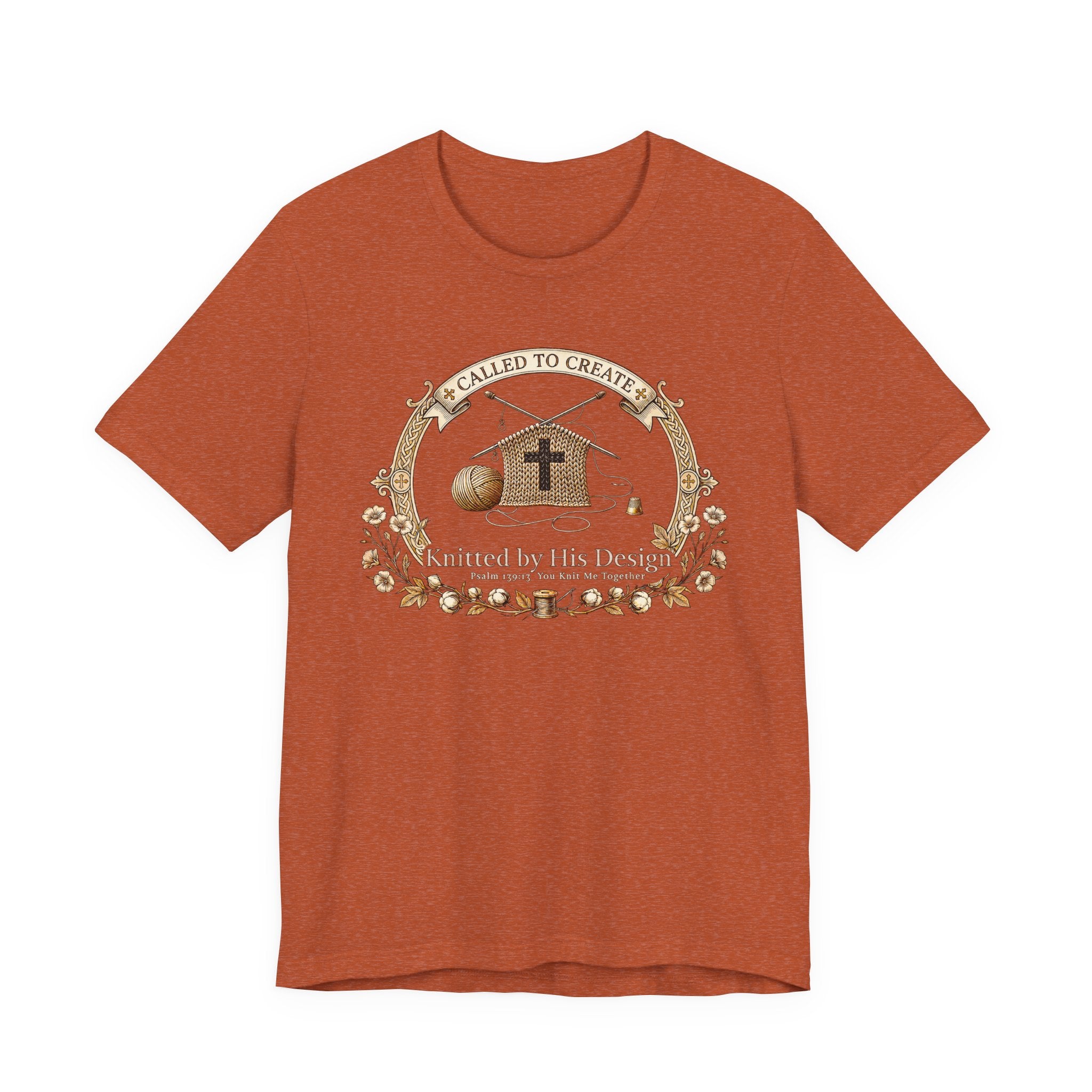 Knitted by His Design (Knitting Lovers Christian Tee - Dark Colors)