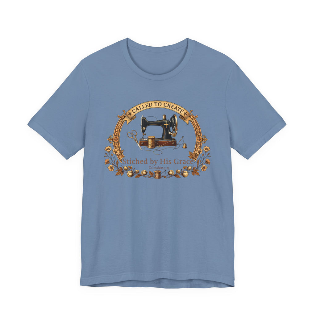 Stitched by His Grace (Christian Sewing Tee)
