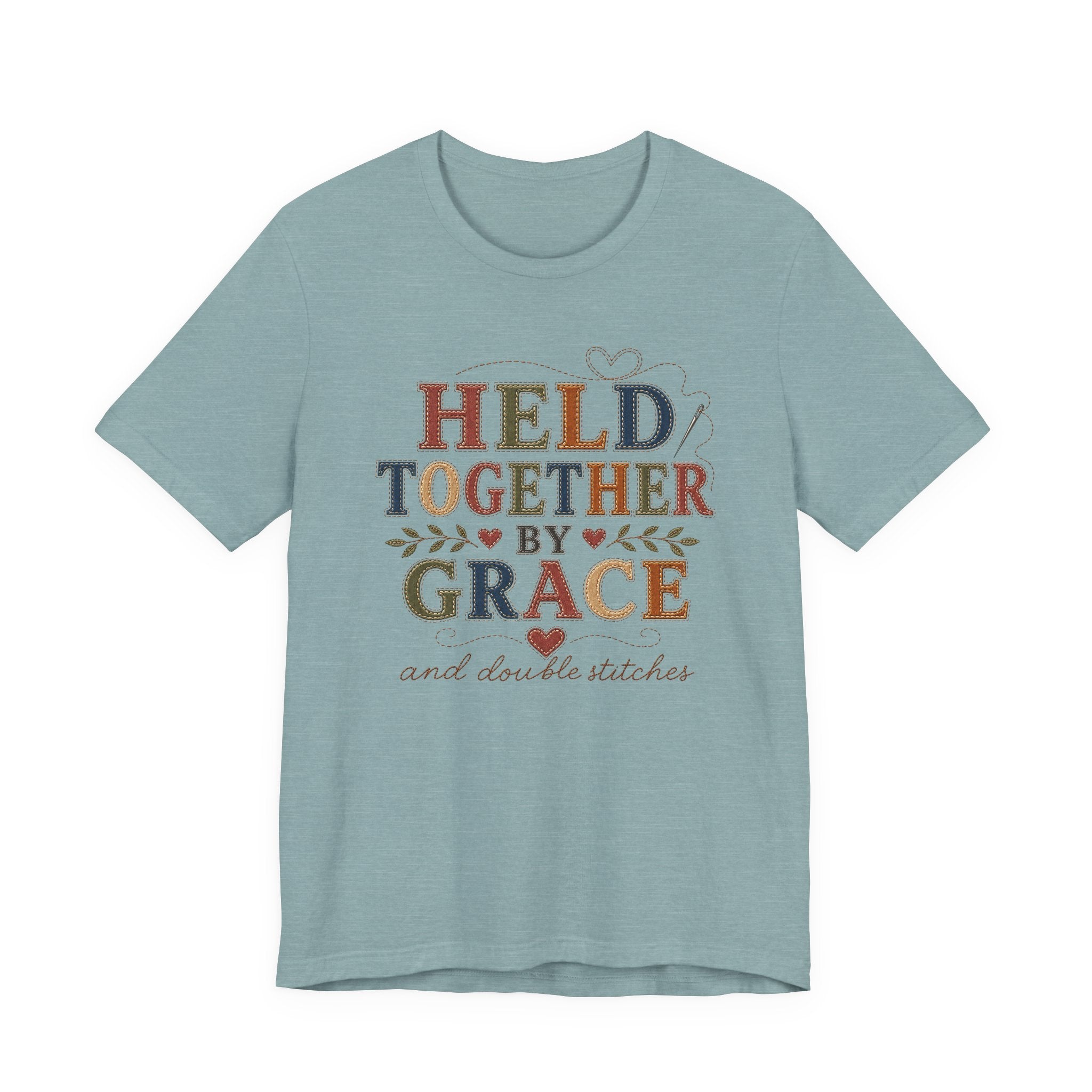 Held Together By Grace and Double Stitches (Christian Sewing Tee)