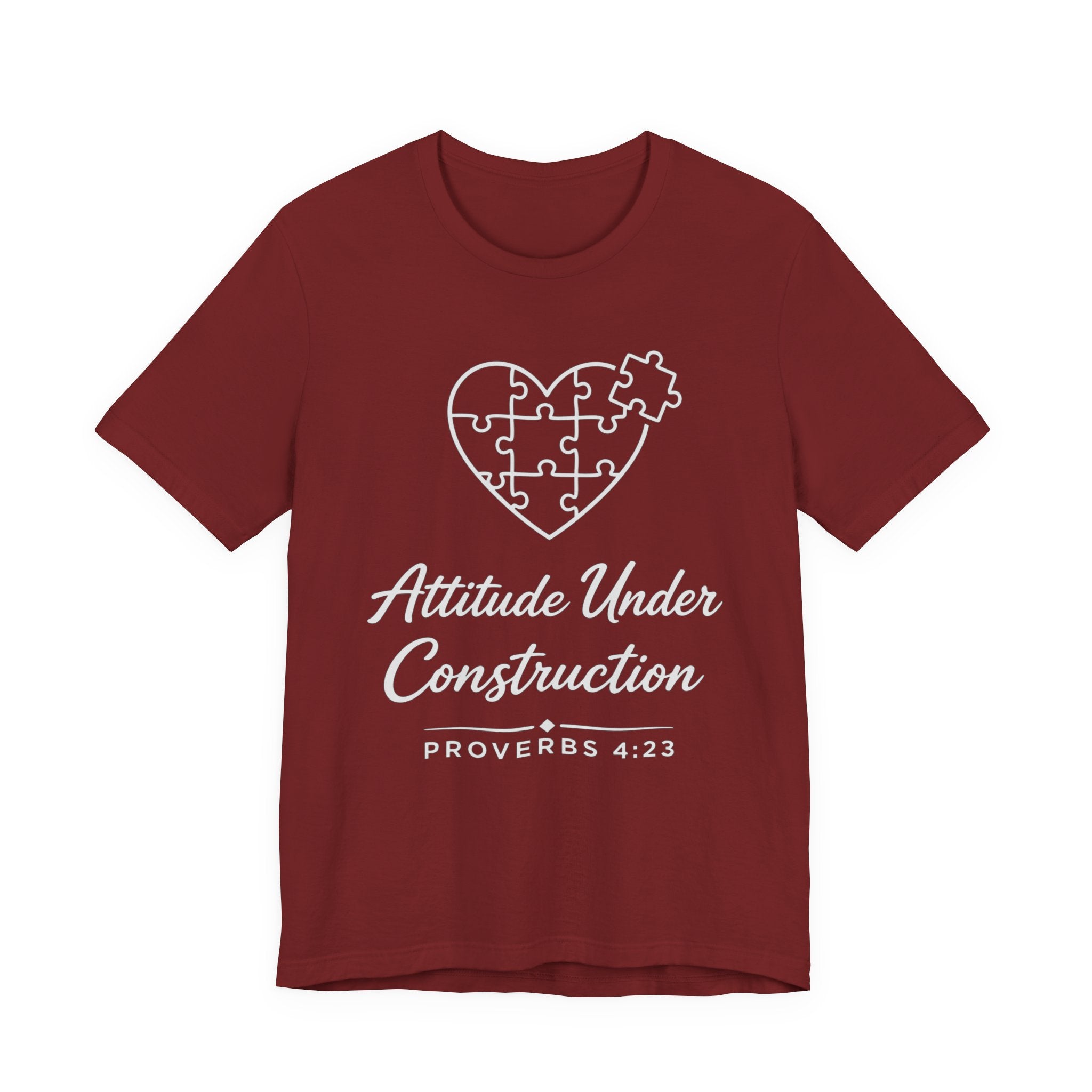 Attitude Under Construction (Proverbs 4:23 Christian Tee - Dark Tee)