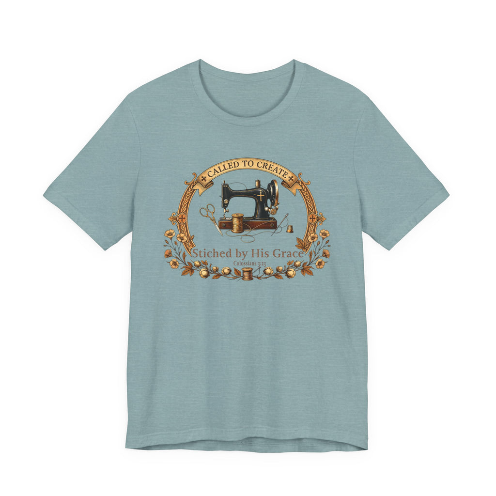 Stitched by His Grace (Christian Sewing Tee)