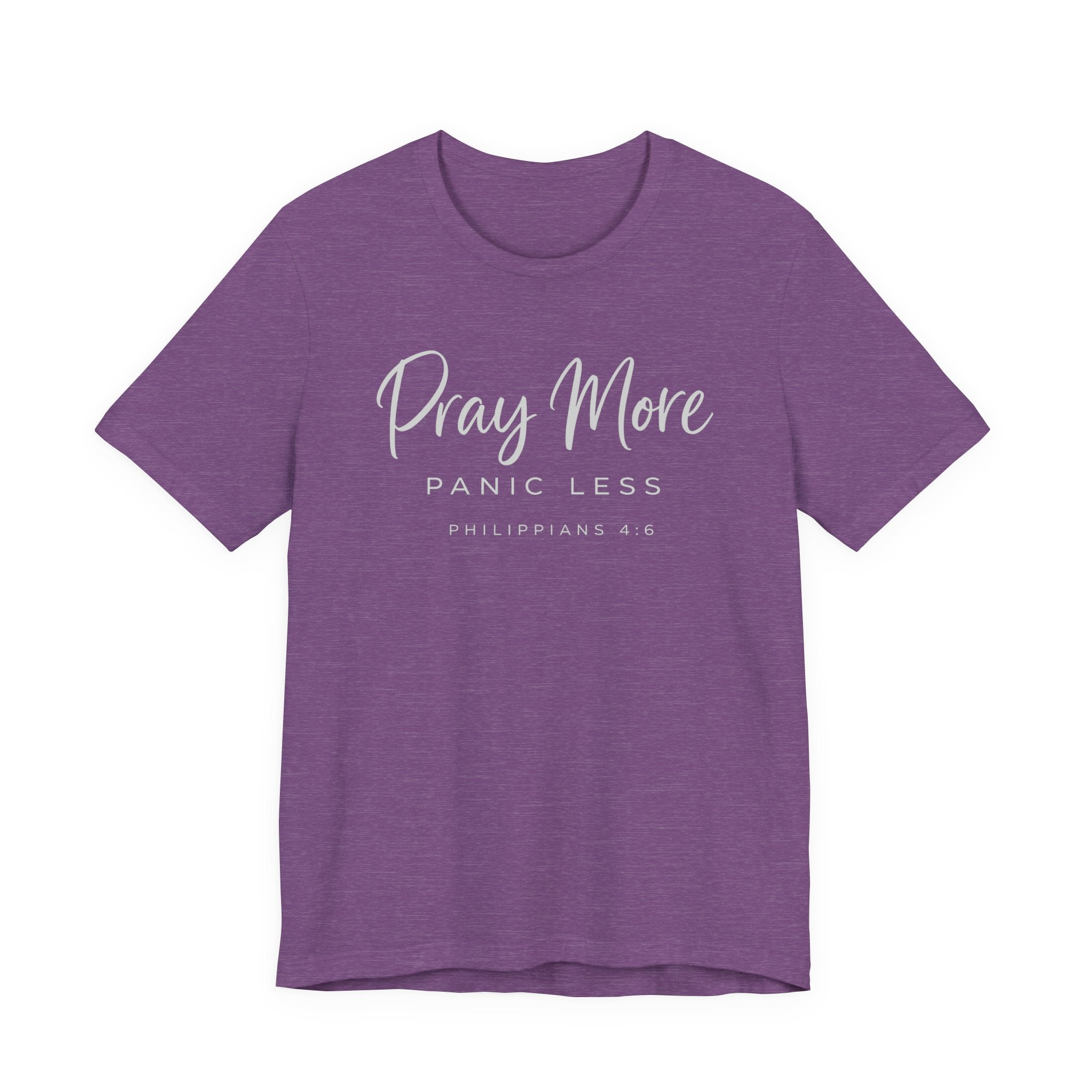 Pray More Panic Less (Christian Tee - Dark Colors)