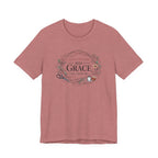 Even in Chaos His Grace Finds Me (Warm Tones Botanical Christian Sewing Tee)