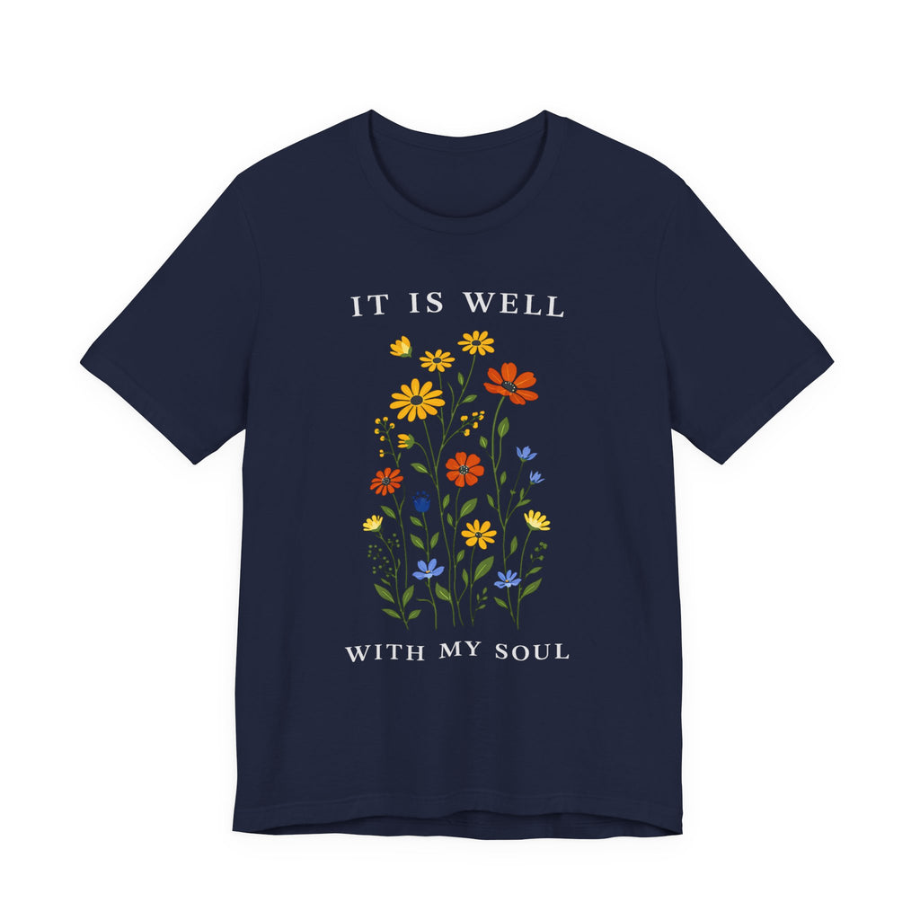 It Is Well With My Soul (Botanical Christian Tee in Dark Colors)