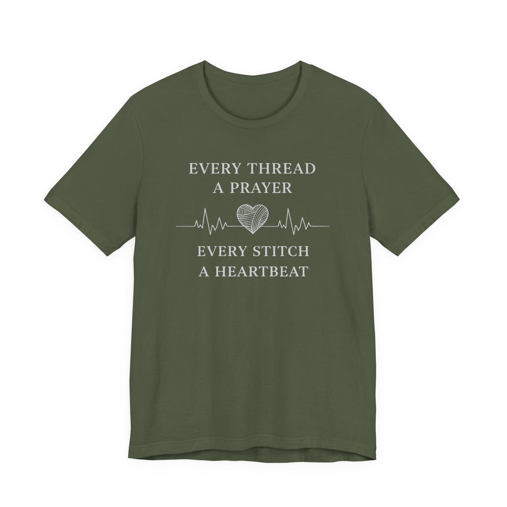 Every Thread A Prayer Every Stitch Heartbeat (Christian Sewing - Dark Tee)