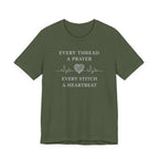 Every Thread A Prayer Every Stitch Heartbeat (Christian Sewing - Dark Tee)