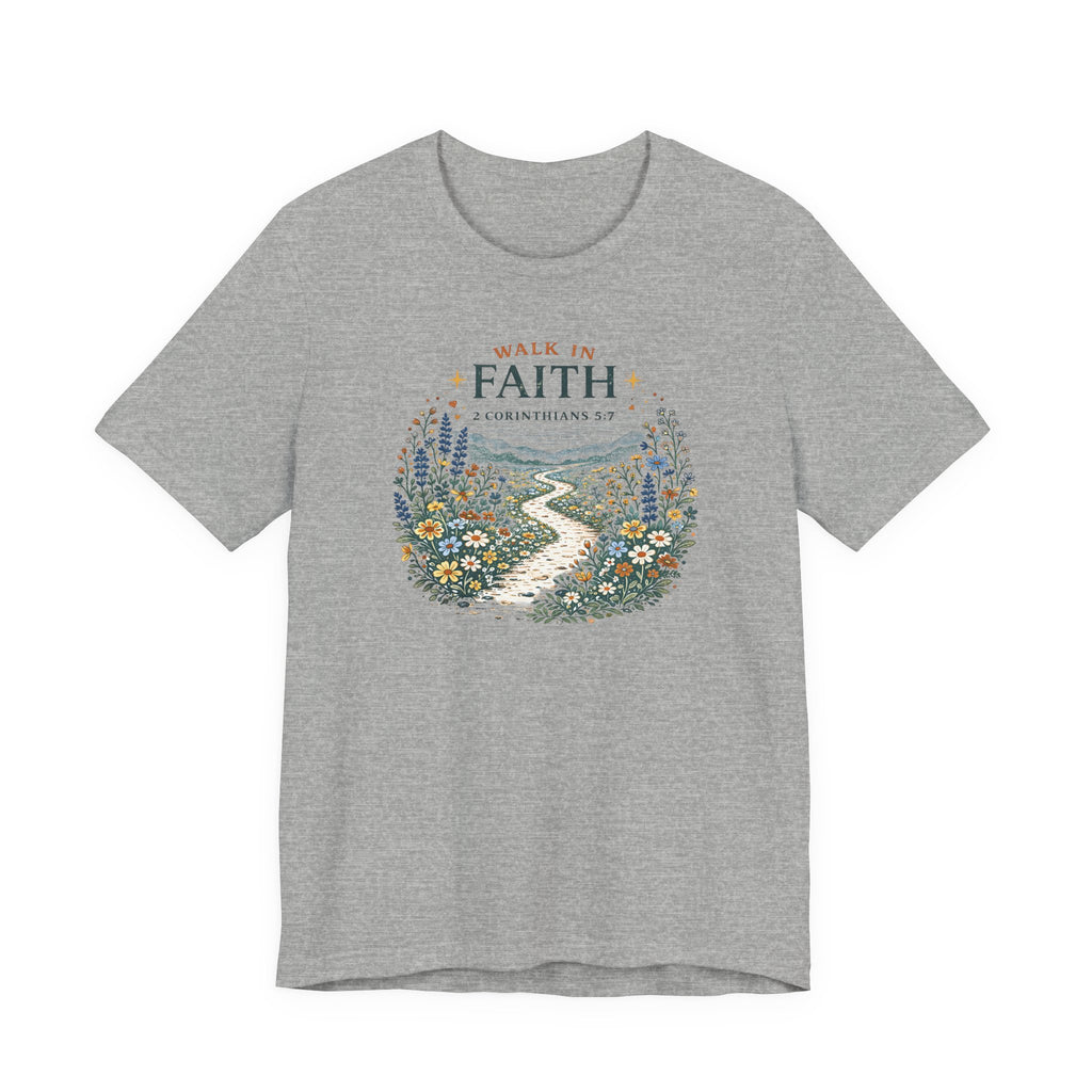 Walk in Faith (2 Corinthians 5:7  Botanical Block Print Tee)