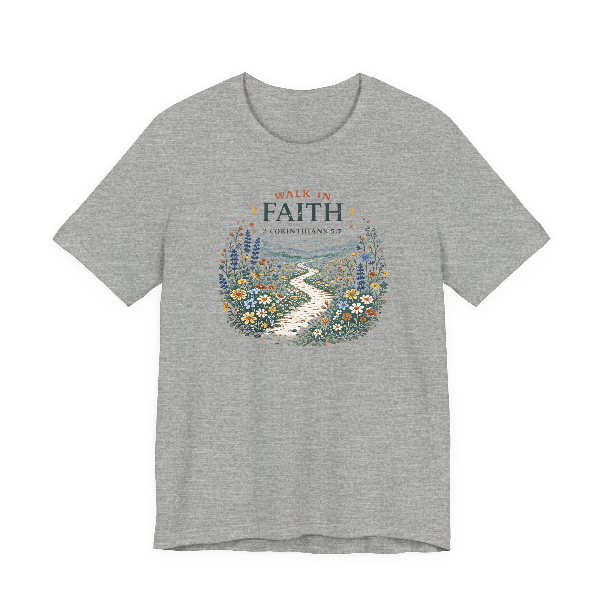 Walk in Faith (2 Corinthians 5:7  Botanical Block Print Tee)