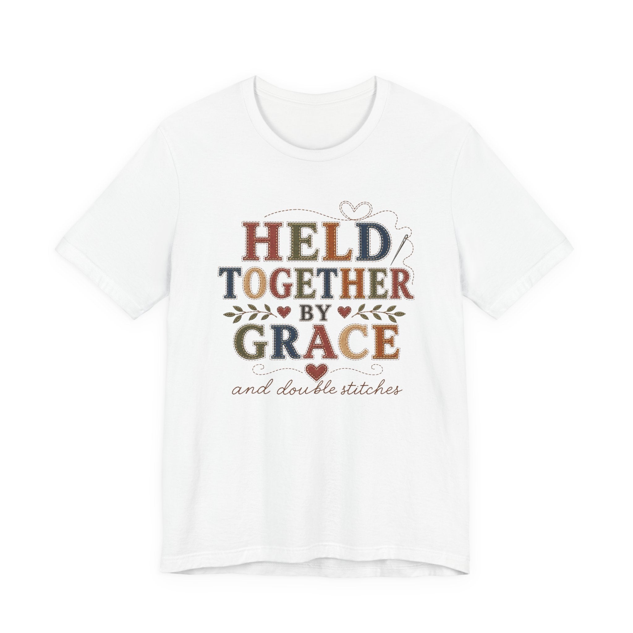 Held Together By Grace and Double Stitches (Christian Sewing Tee)