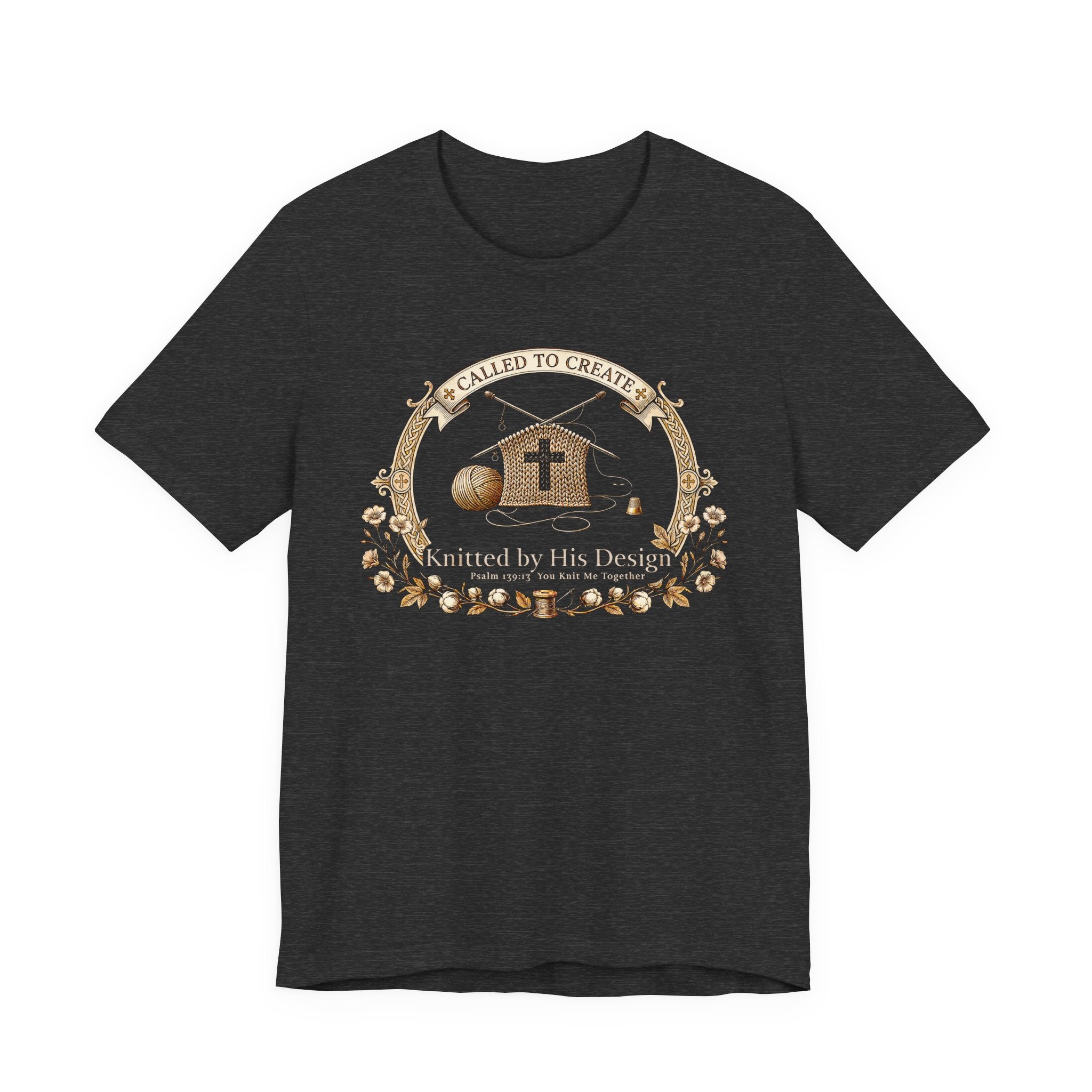 Knitted by His Design (Knitting Lovers Christian Tee - Dark Colors)
