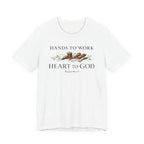 Hands to Work Heart to God (Psalms 90:17   Leatherworker Tee)