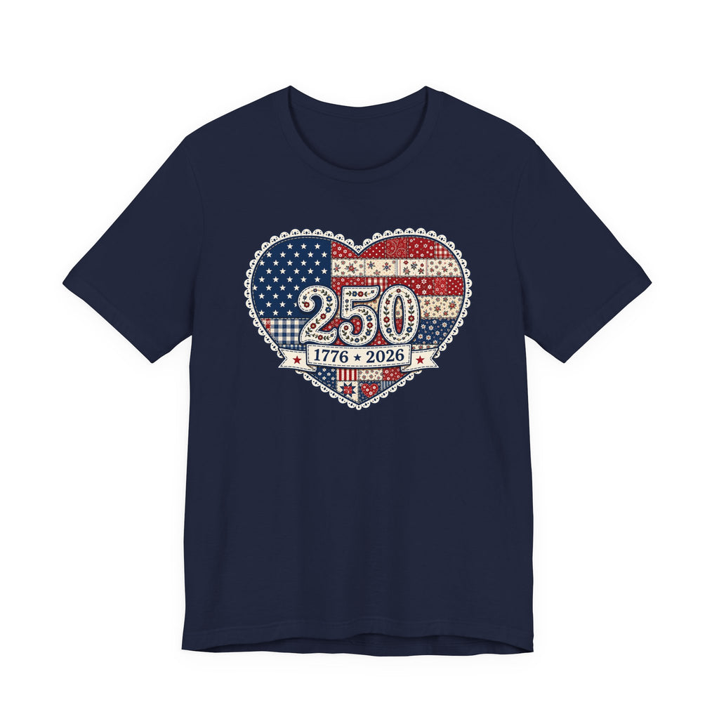 Americana Quilted Heart 250 (Patriotic Quilter's Tee)