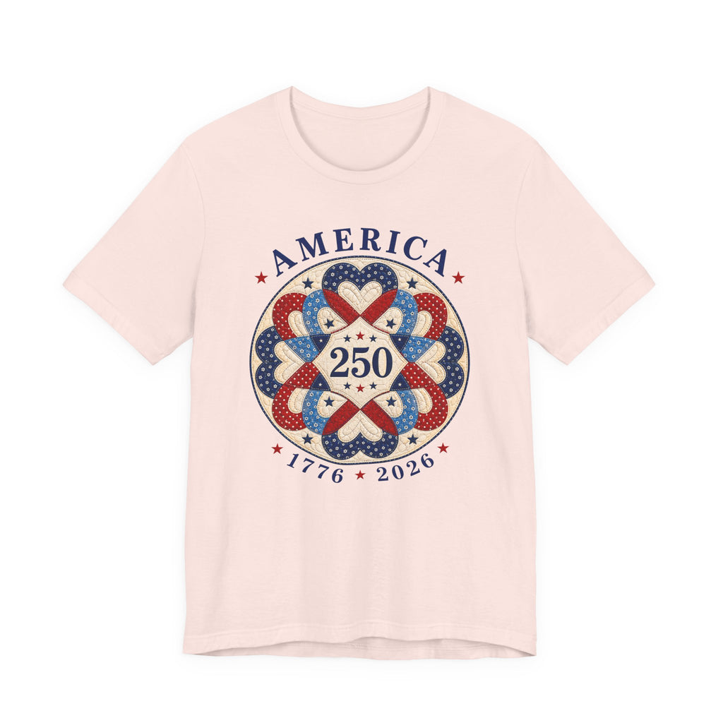 America 250 - Interlocking Hearts (Patriotic Quilting Tee)
