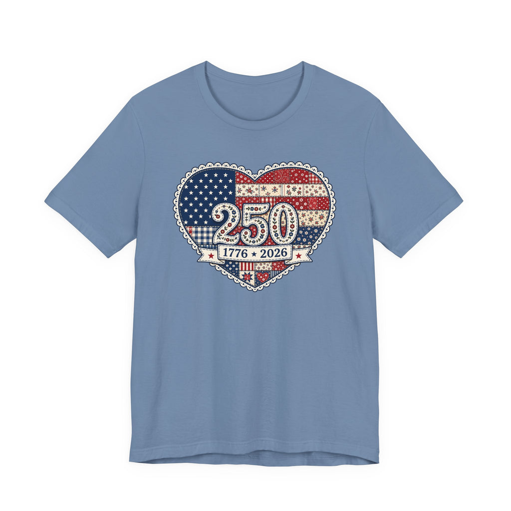 Americana Quilted Heart 250 (Patriotic Quilter's Tee)