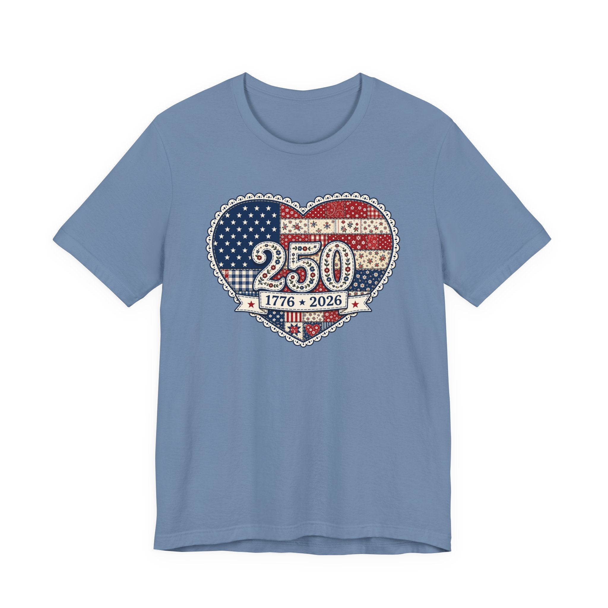 Americana Quilted Heart 250 (Patriotic Quilter's Tee)