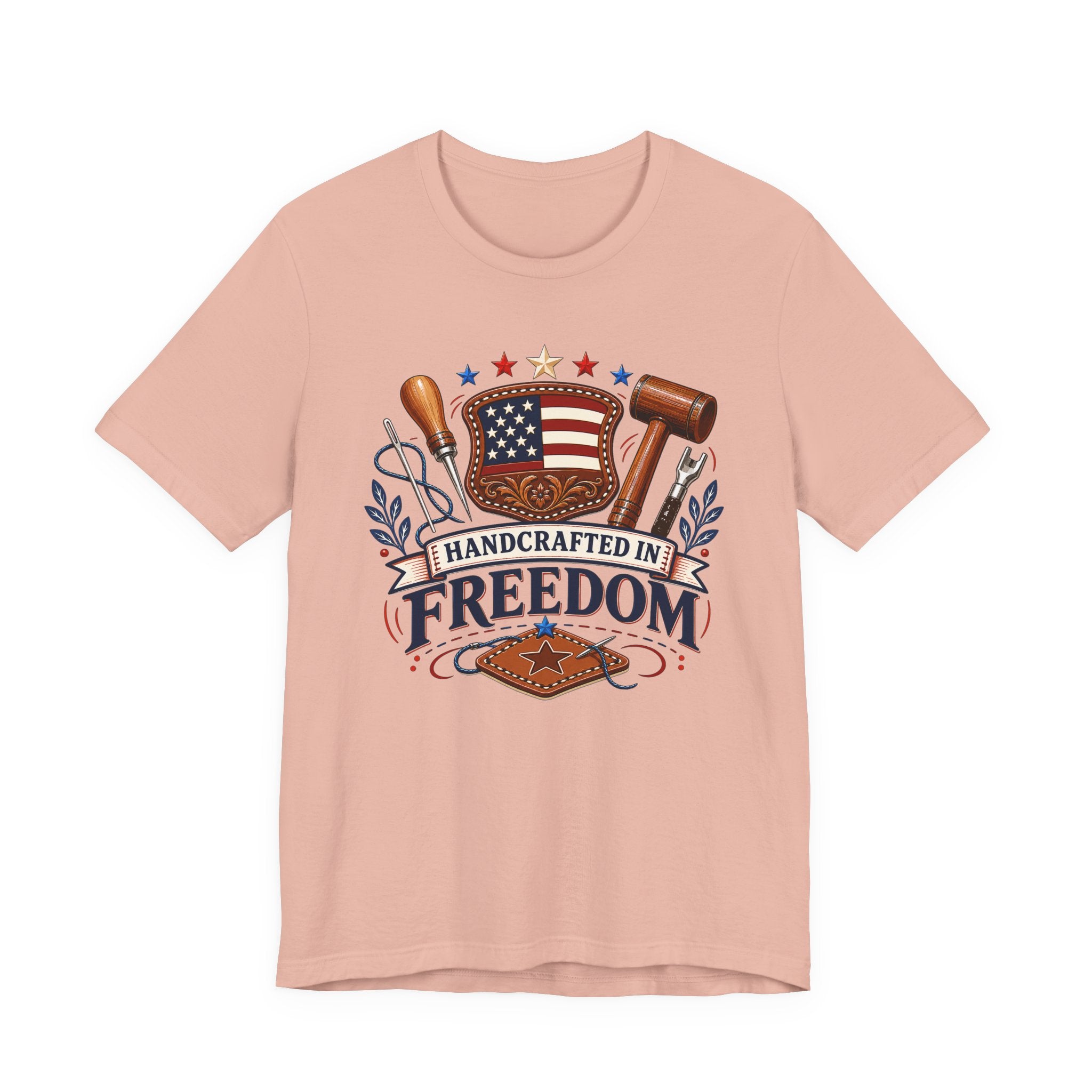 Handcrafted In Freedom (Patriotic Leather Working Tee)