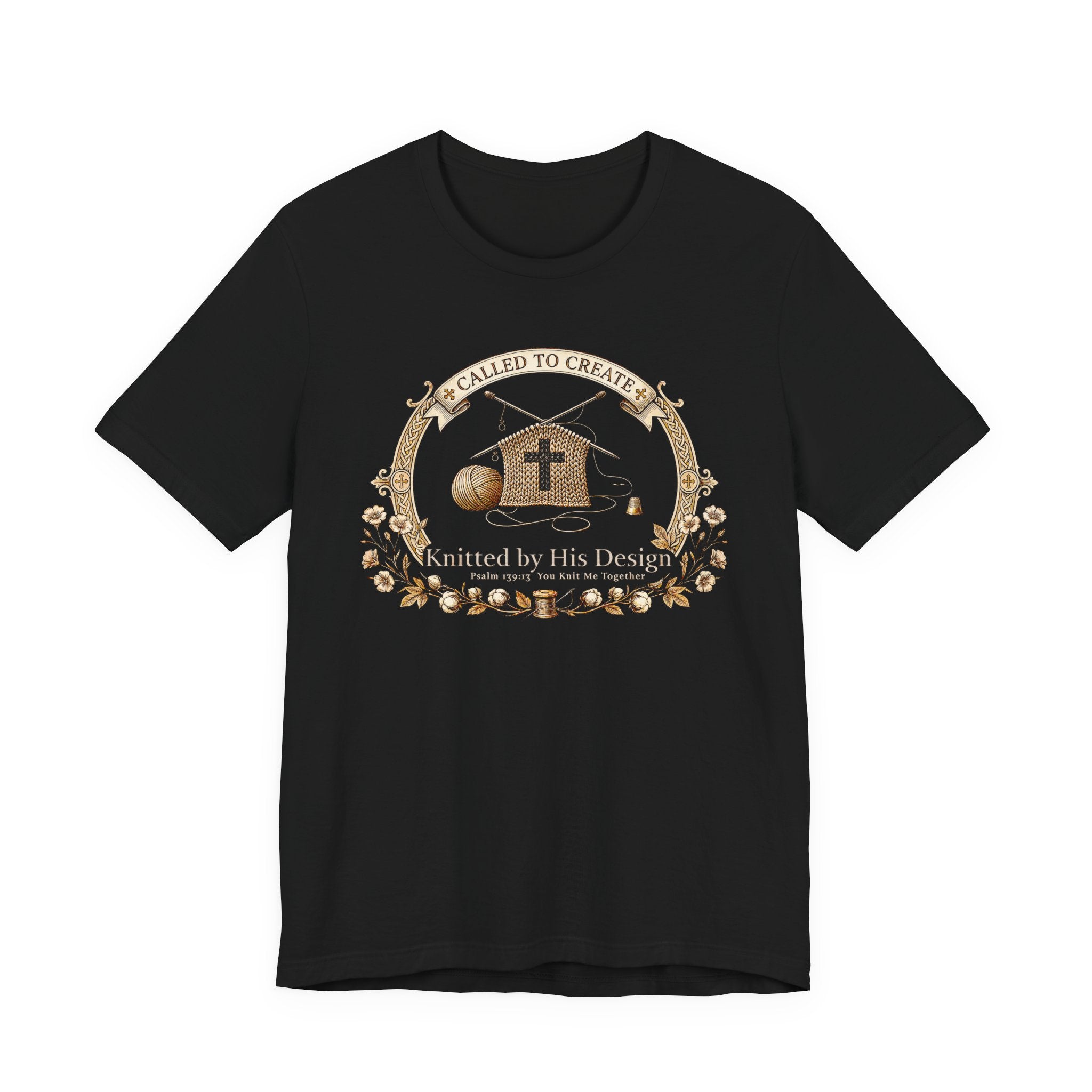Knitted by His Design (Knitting Lovers Christian Tee - Dark Colors)