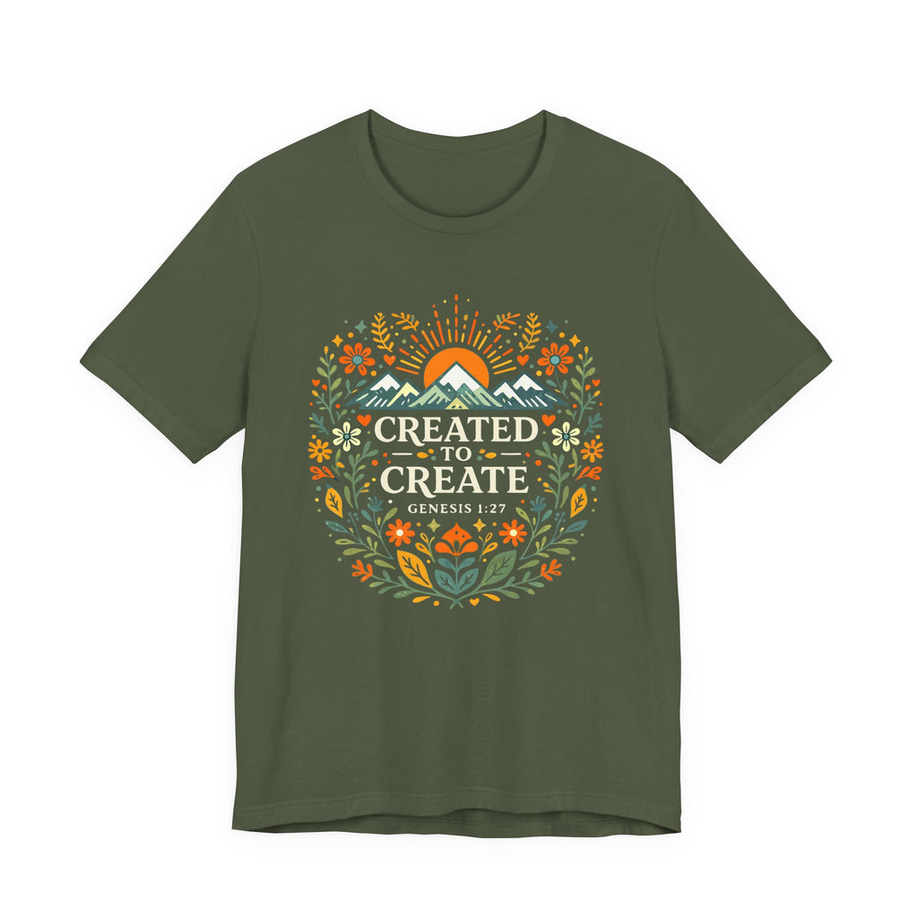 Created To Create (Christian Botanical Block Print Dark Colored Tee)