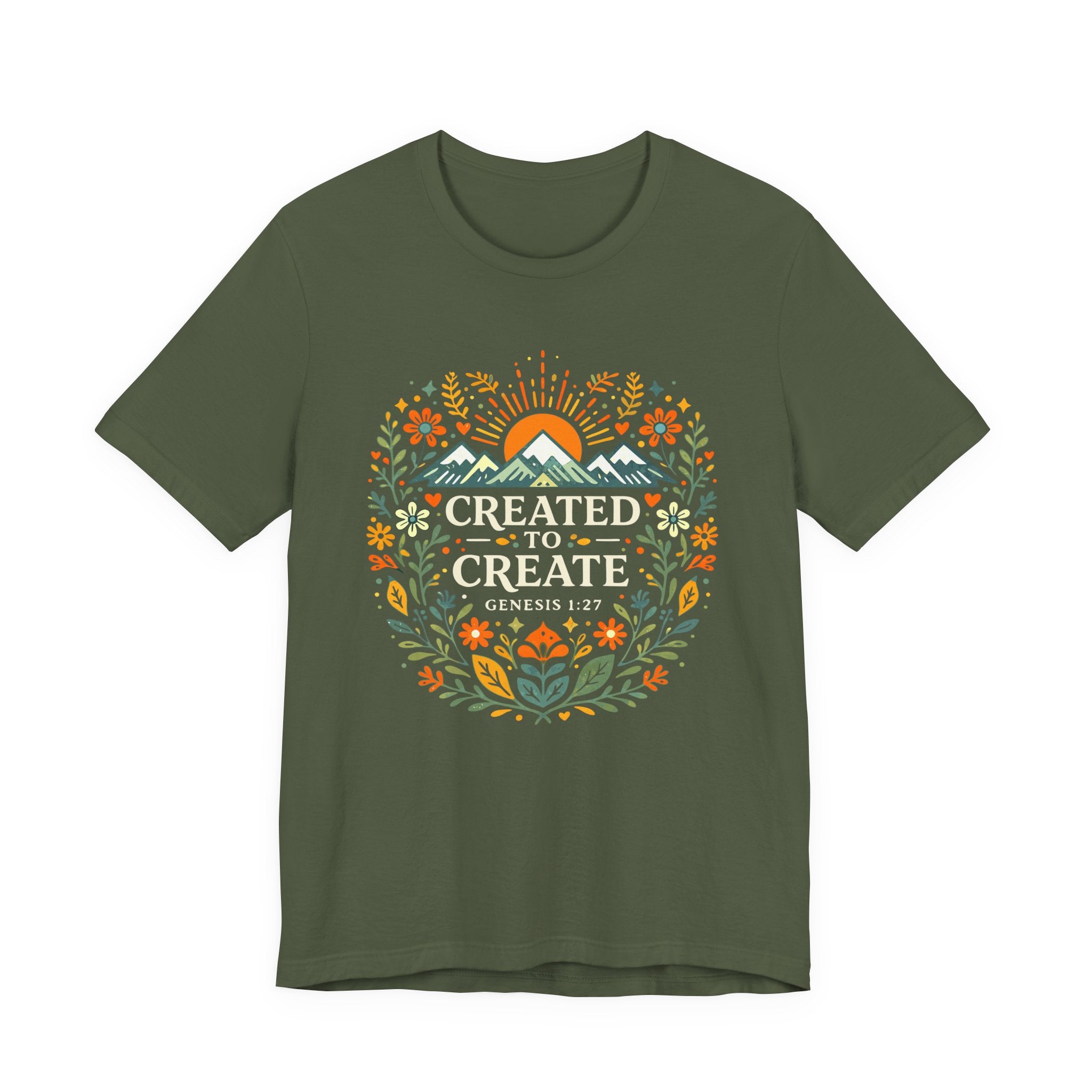 Created To Create (Christian Botanical Block Print Dark Colored Tee)