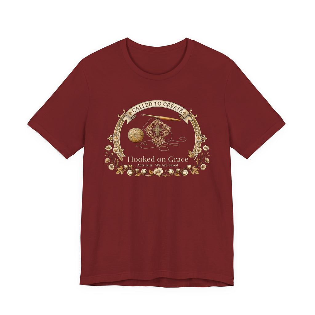 Hooked on Grace (Crochet Lovers Christian Tee - Dark Colors)