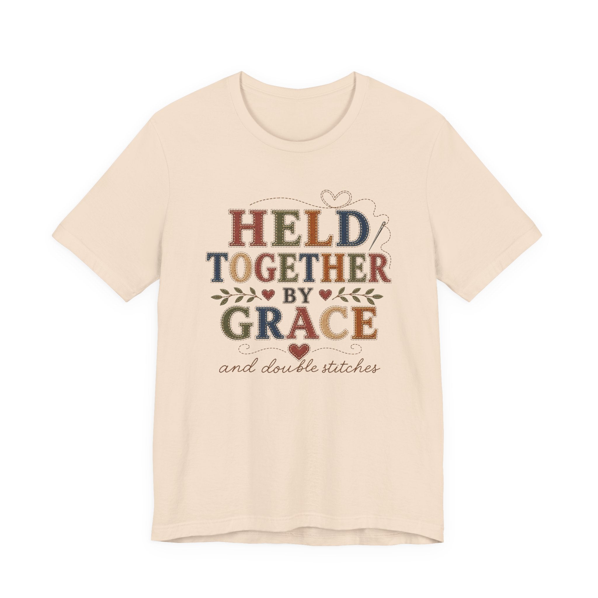 Held Together By Grace and Double Stitches (Christian Sewing Tee)