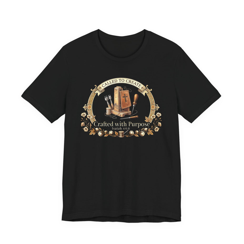 Crafted with a Purpose (Leather Working Christian Tee in Dark Colors)