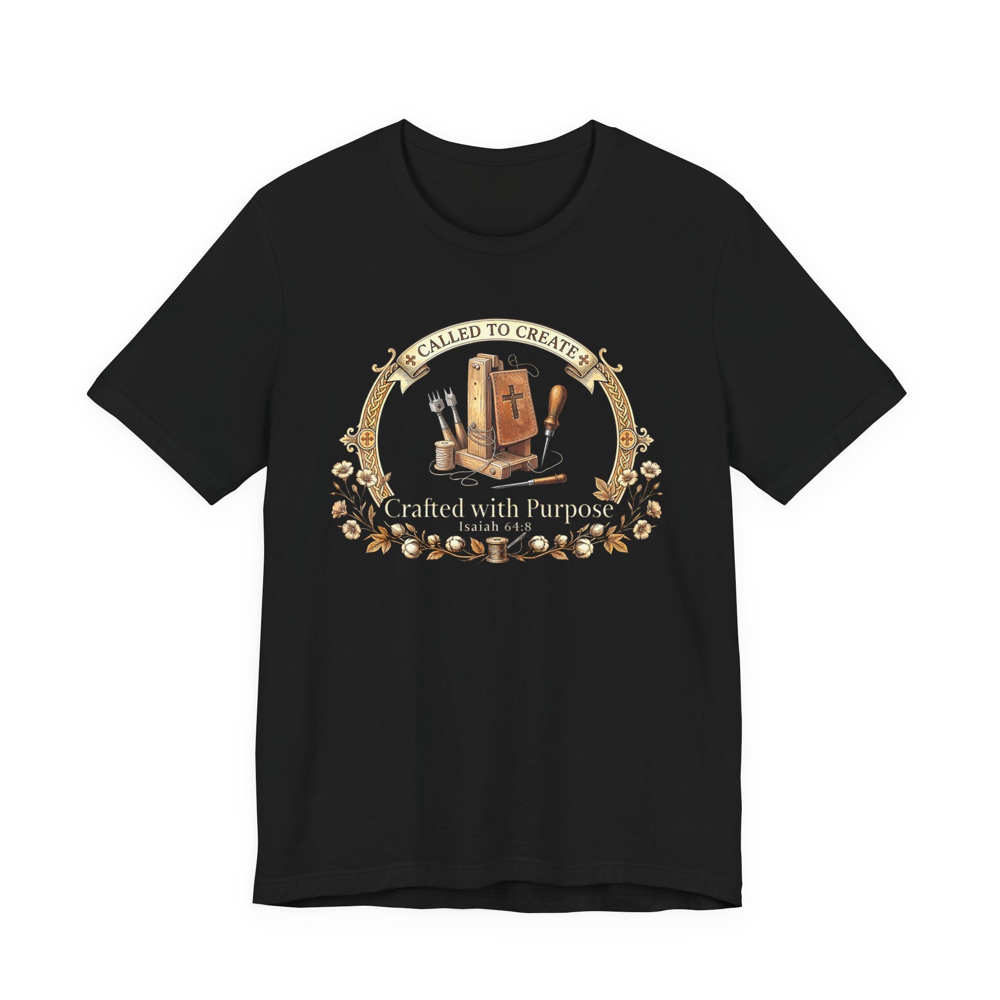 Crafted with a Purpose (Leather Working Christian Tee in Dark Colors)