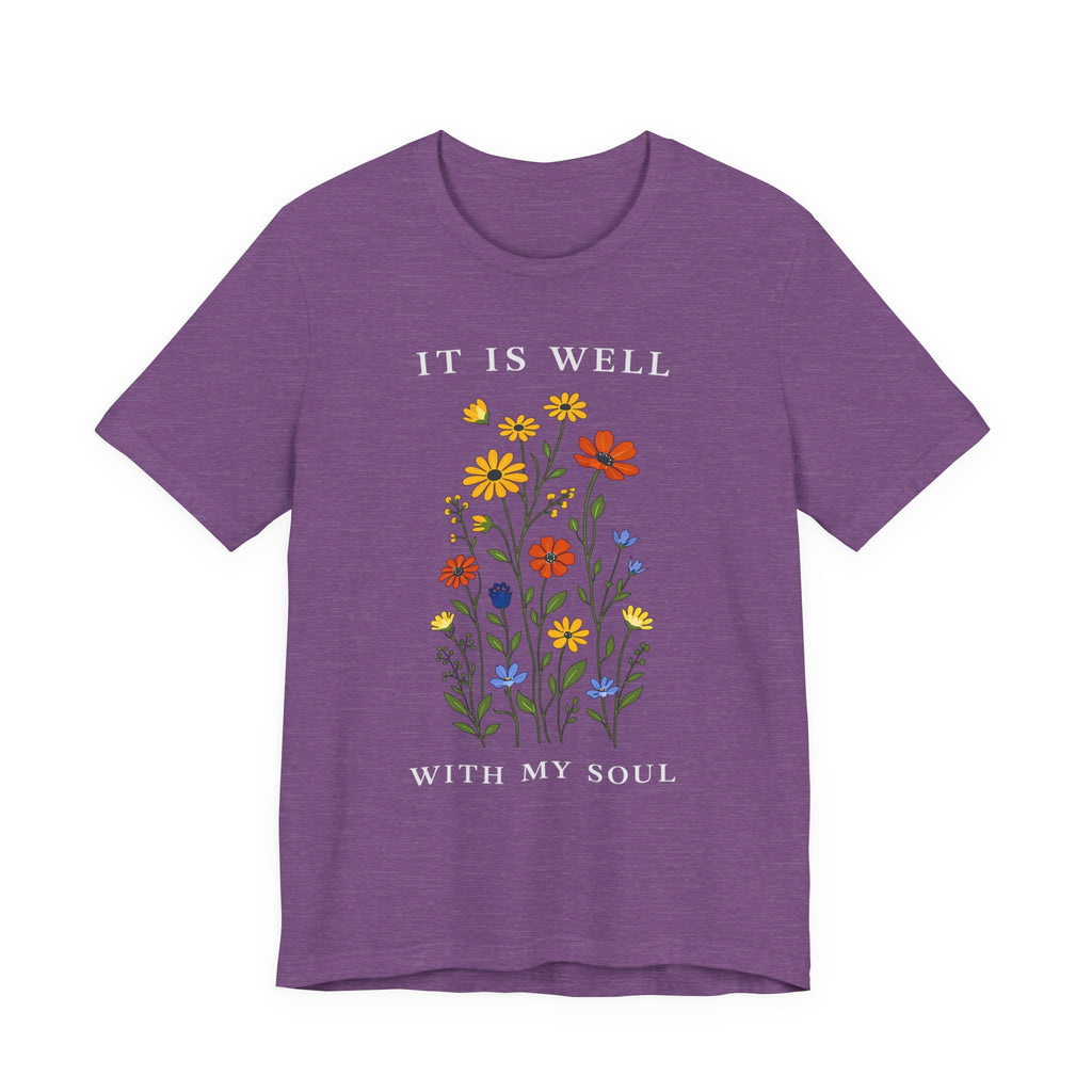 It Is Well With My Soul (Botanical Christian Tee in Dark Colors)