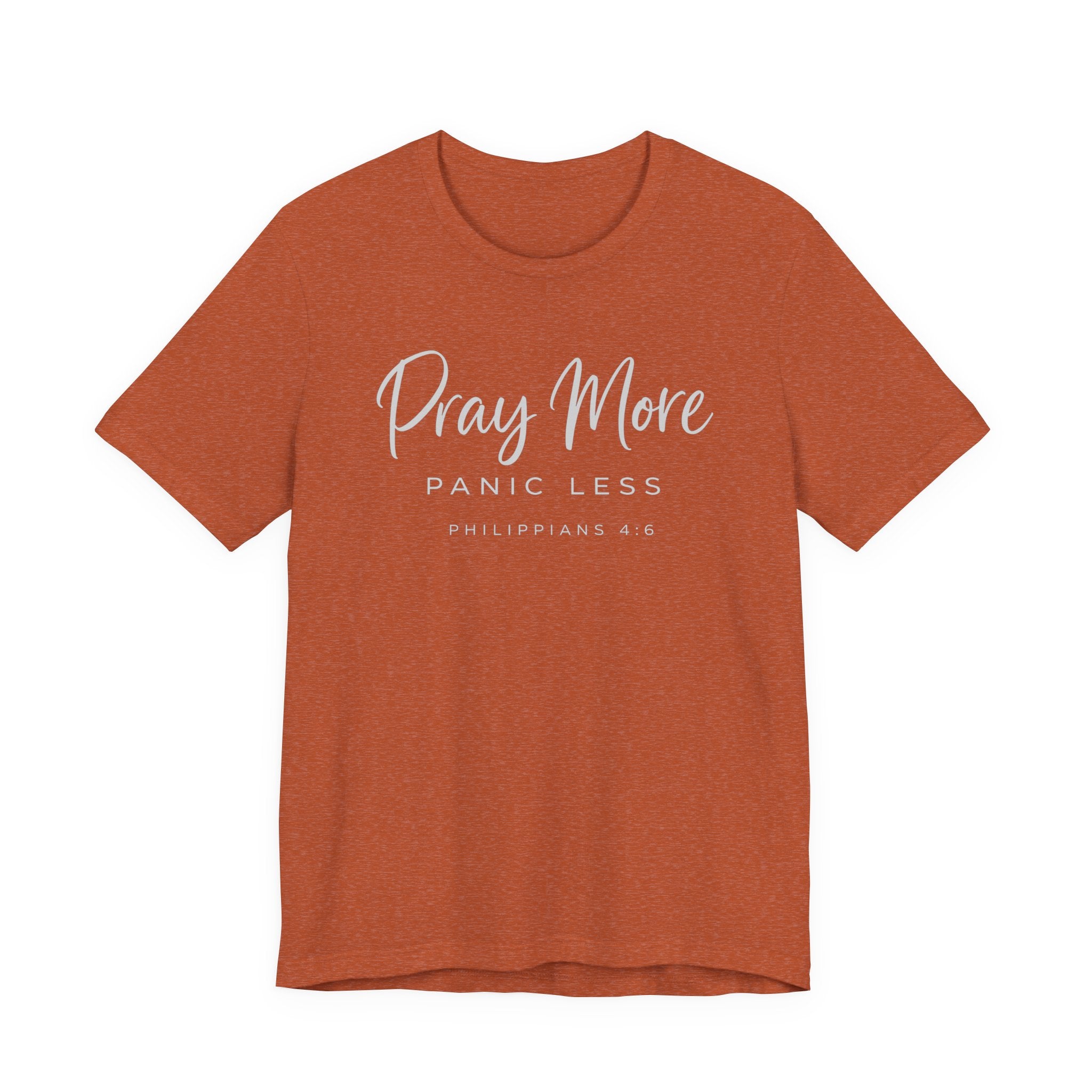 Pray More Panic Less (Christian Tee - Dark Colors)