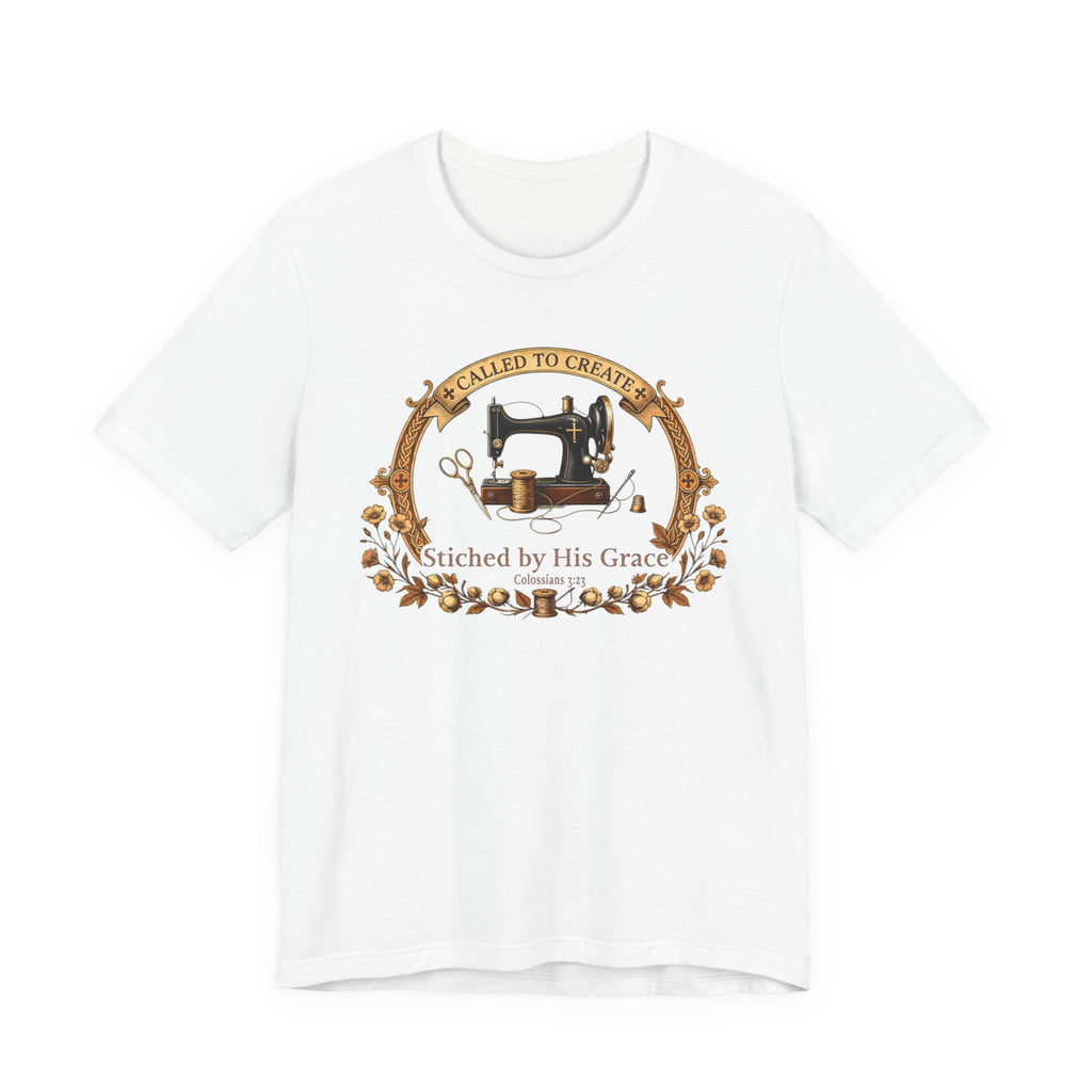 Stitched by His Grace (Christian Sewing Tee)