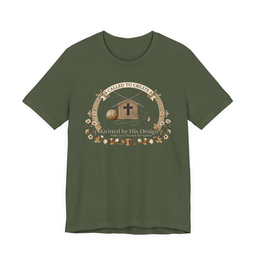 Knitted by His Design (Knitting Lovers Christian Tee - Dark Colors)