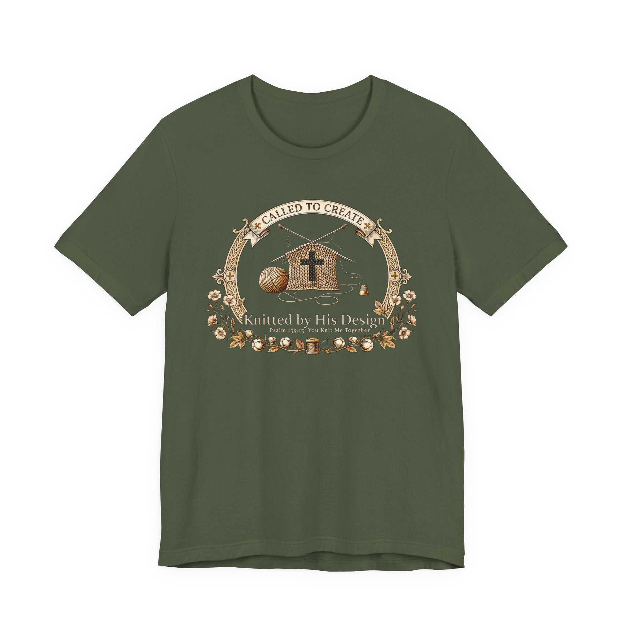 Knitted by His Design (Knitting Lovers Christian Tee - Dark Colors)