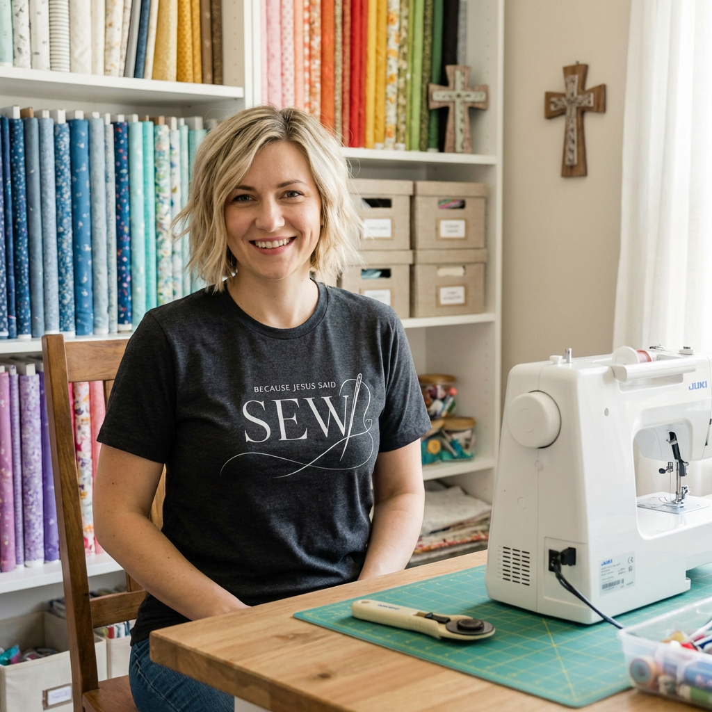 Sew, Because Jesus Said (Christian Sewing Tee - Dark Colors)