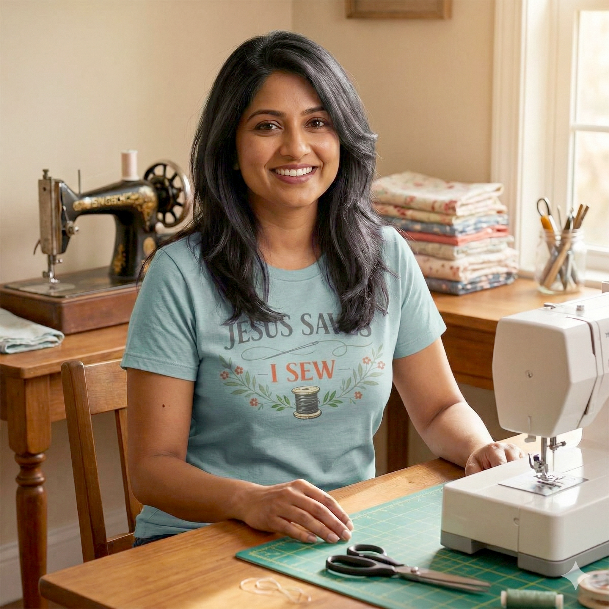 Jesus Saves I Sew (Botanical Sewing Tee)