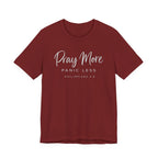 Pray More Panic Less (Christian Tee - Dark Colors)