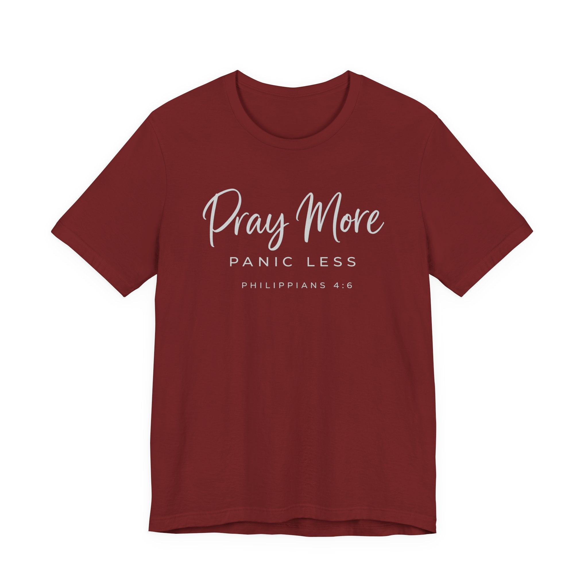 Pray More Panic Less (Christian Tee - Dark Colors)