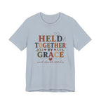 Held Together By Grace and Double Stitches (Christian Sewing Tee)