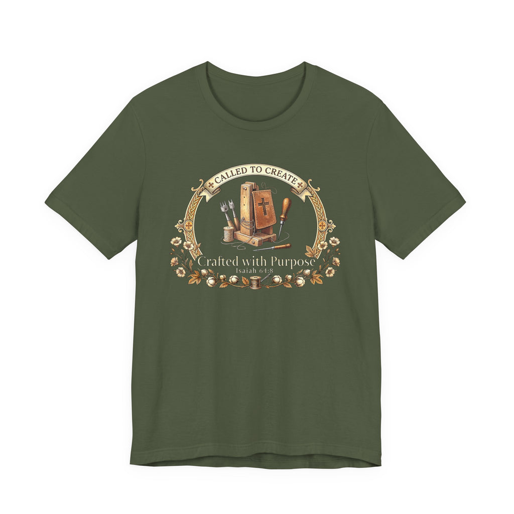 Crafted with a Purpose (Leather Working Christian Tee in Dark Colors)