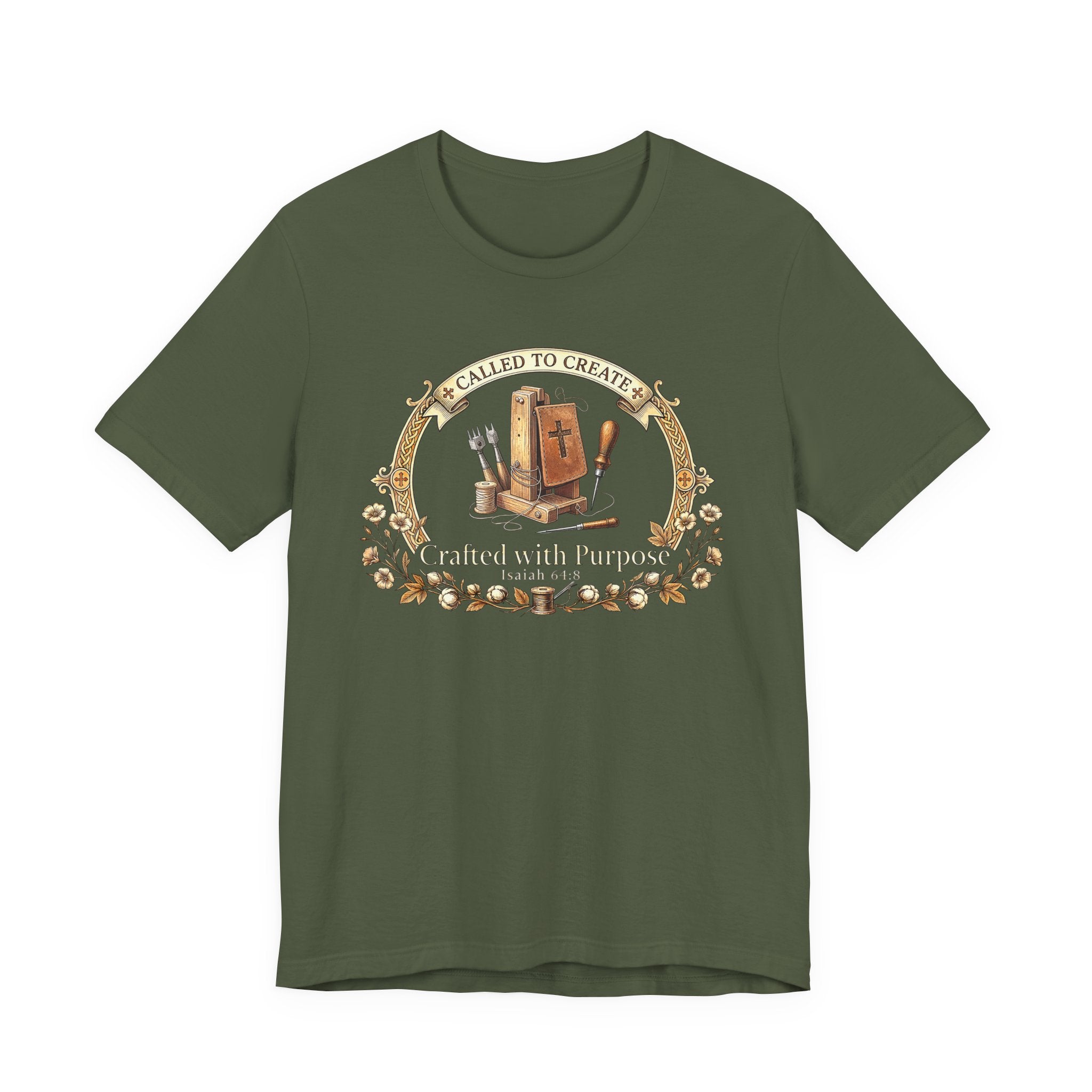 Crafted with a Purpose (Leather Working Christian Tee in Dark Colors)