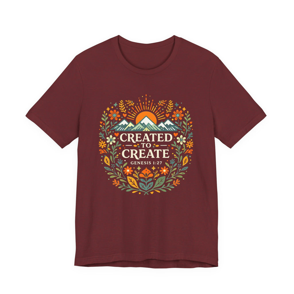 Created To Create (Christian Botanical Block Print Dark Colored Tee)