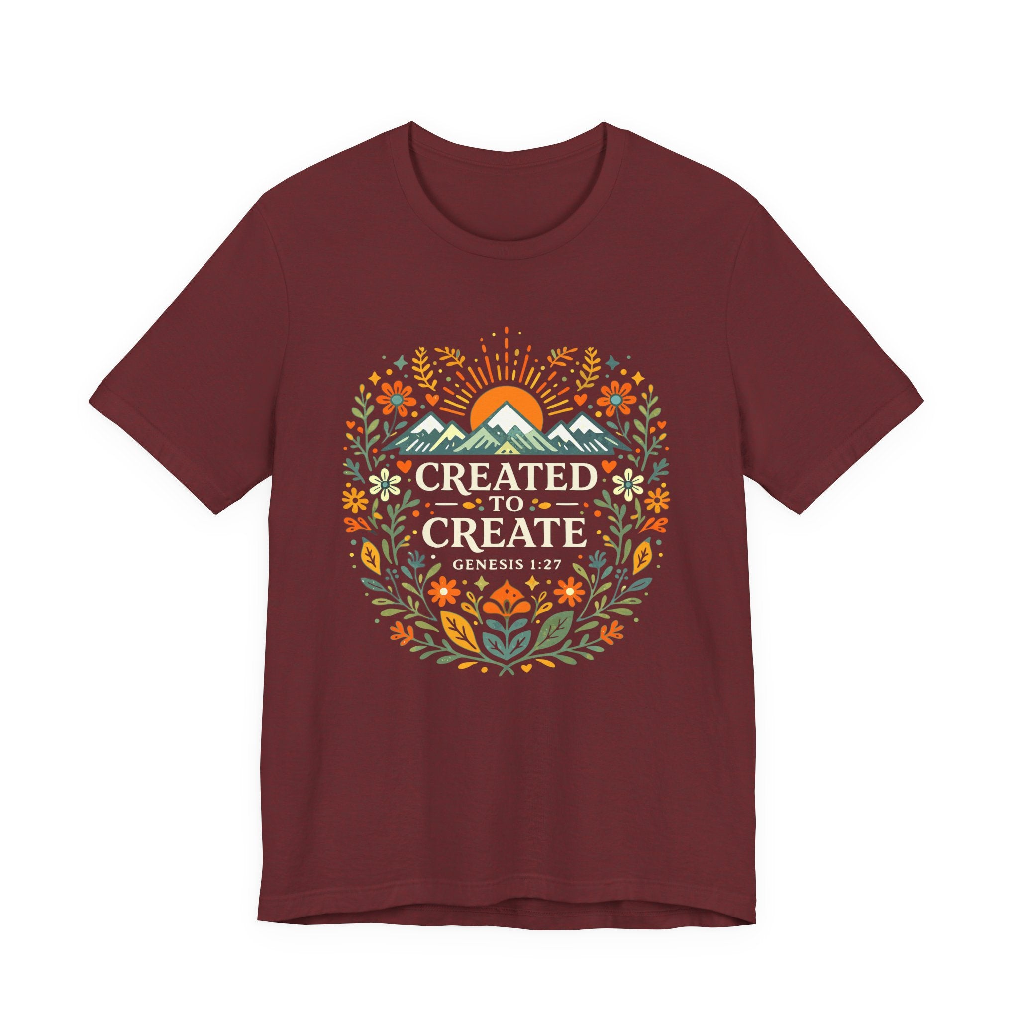 Created To Create (Christian Botanical Block Print Dark Colored Tee)